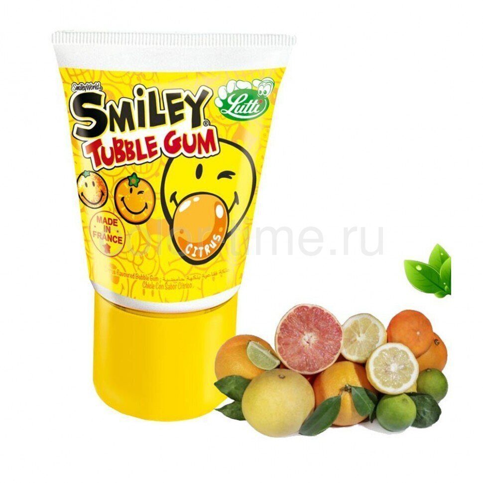 Жевательная резинка в тюбике Lutti Tubble Gum Smiley (цитрус)