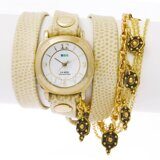 Наручные часы La Mer Collection Katmandu Chain-Creme Python/Gold